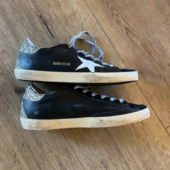 Golden Goose Superstar Sneakers size 41 EUC Black/White/Silver - Picture 3 of 10